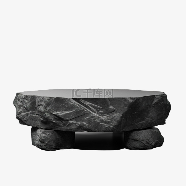 3D黑石讲台展示天然粗糙灰色岩