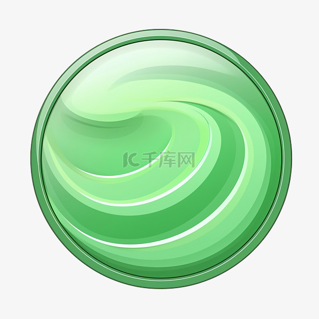 绿色卡通波浪圆圈按钮