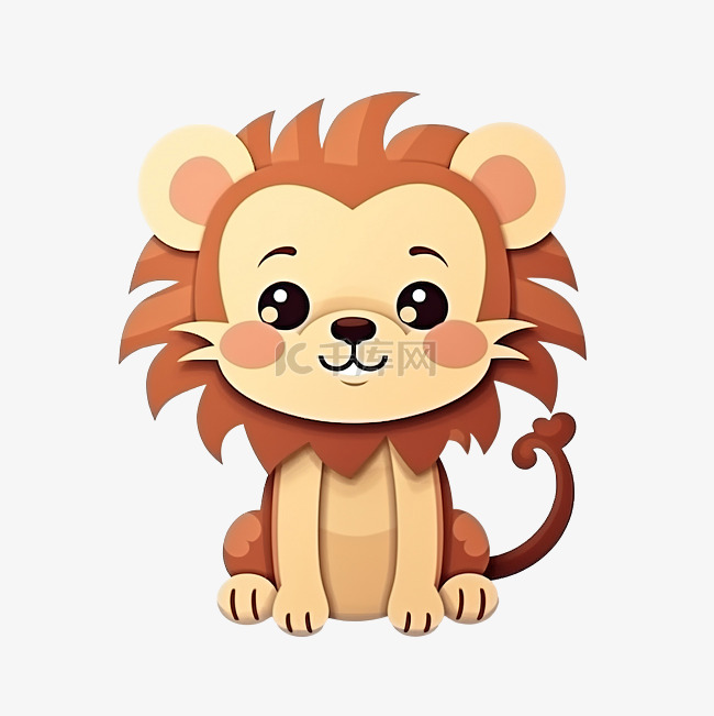 可爱狮子纸条动物王国元素