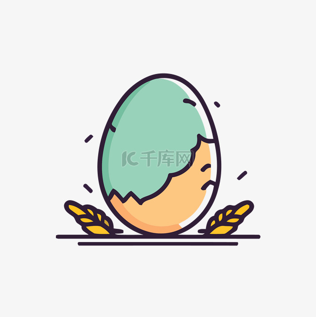 一个鸡蛋，上面有小麦和绿色油漆