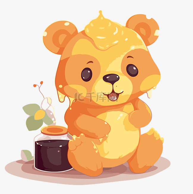 蜂蜜熊剪贴画 卡通蜂蜜熊和果冻