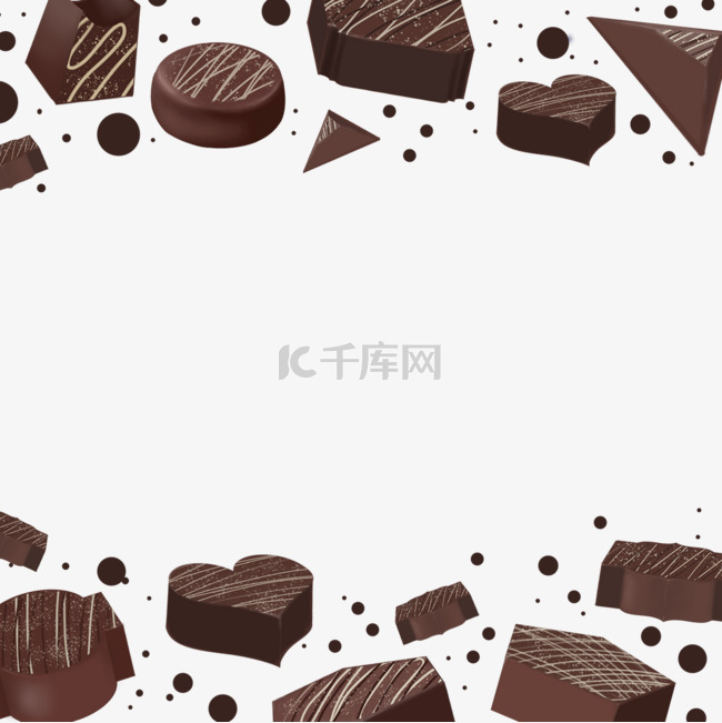 巧克力褐色边框爱心甜品