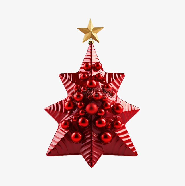 红色圣诞树与星星