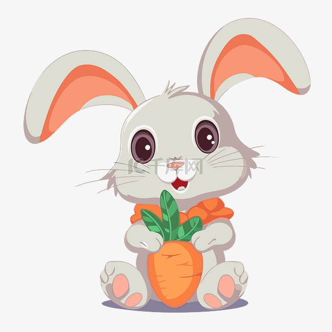 兔子与胡萝卜剪贴画有趣可爱的卡