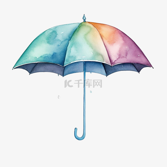 水彩雨伞可爱剪贴画