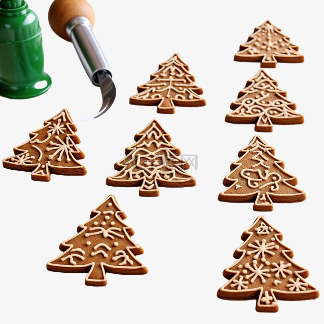 用塑料切割机制作圣诞树形状饼干