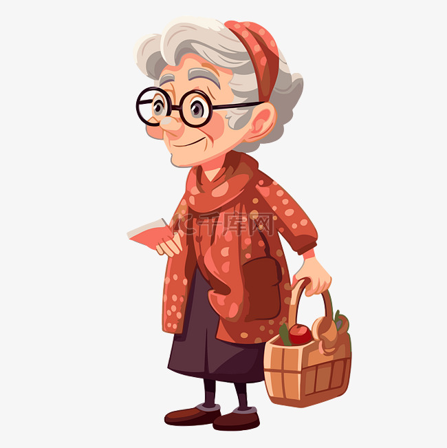 奶奶剪贴画一位戴着眼镜戴着围巾