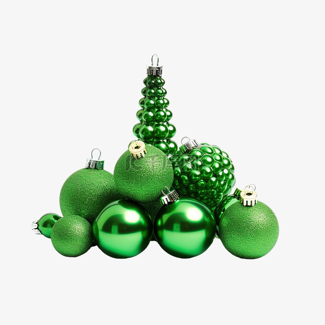 带有绿色金属丝和小球的圣诞装饰