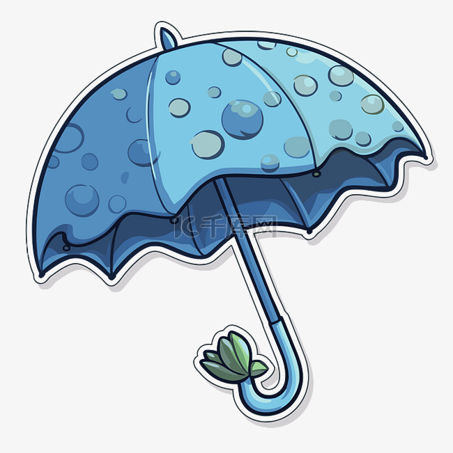 雨蓝色雨伞贴纸 向量