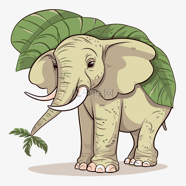 大象耳朵剪贴画 卡通大象，长着