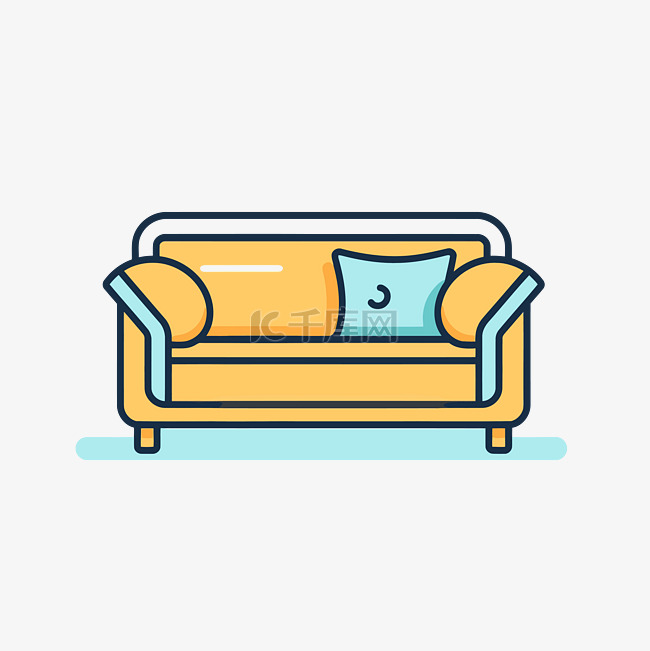 沙发与枕头平面样式插图图标一致