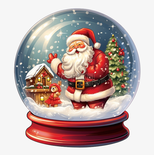 雪球地球仪的插图有一个圣诞老人
