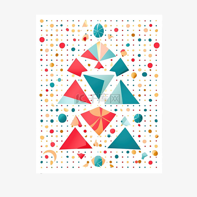 具有彩色几何形状的圣诞海报模板