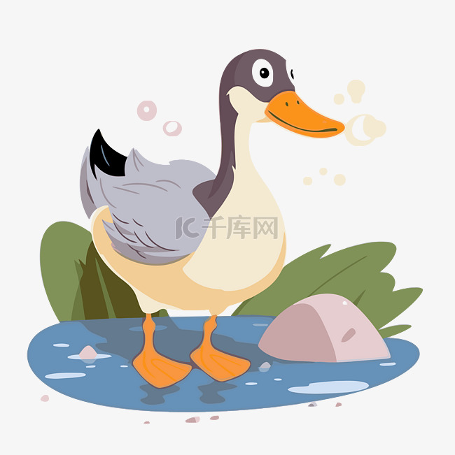 鹅剪贴画卡通鸭子在泳池里 向量