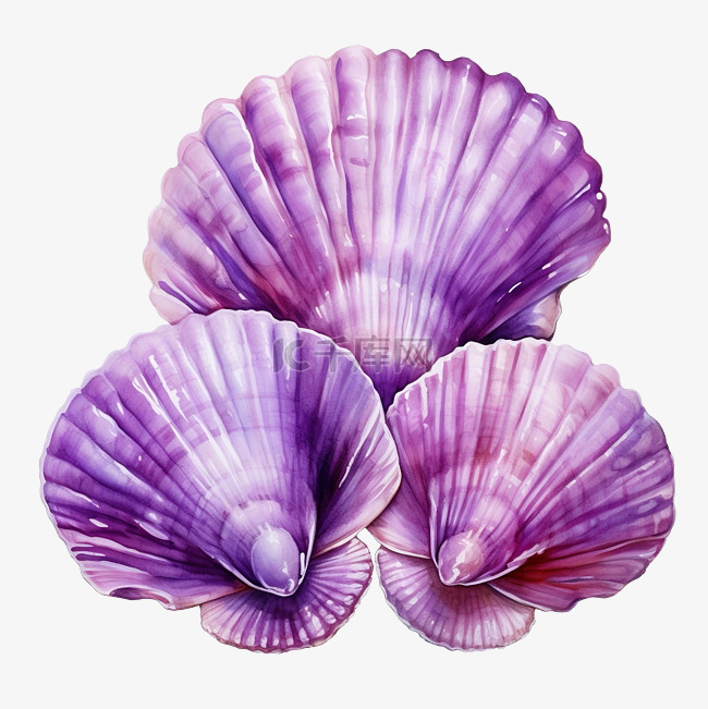 可爱的紫色贝壳文具贴纸油画