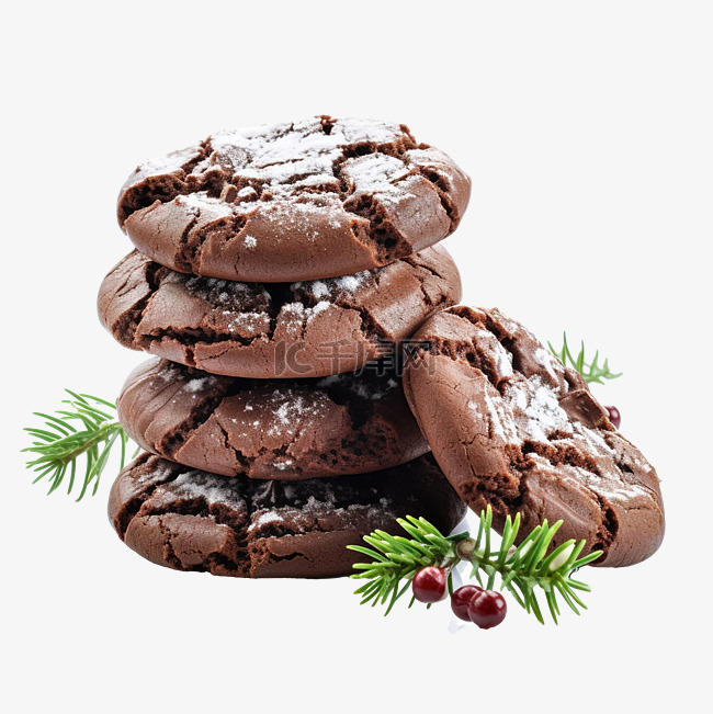 作为圣诞小零食的甜巧克力饼干特