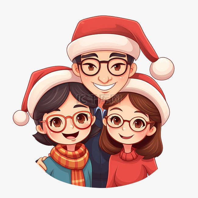 幸福的亚洲家庭女儿父母在圣诞节
