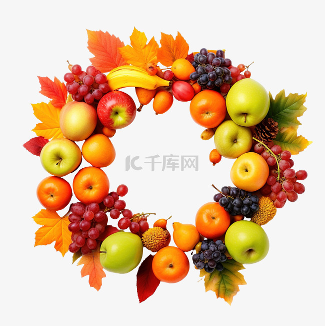 秋天的水果花环