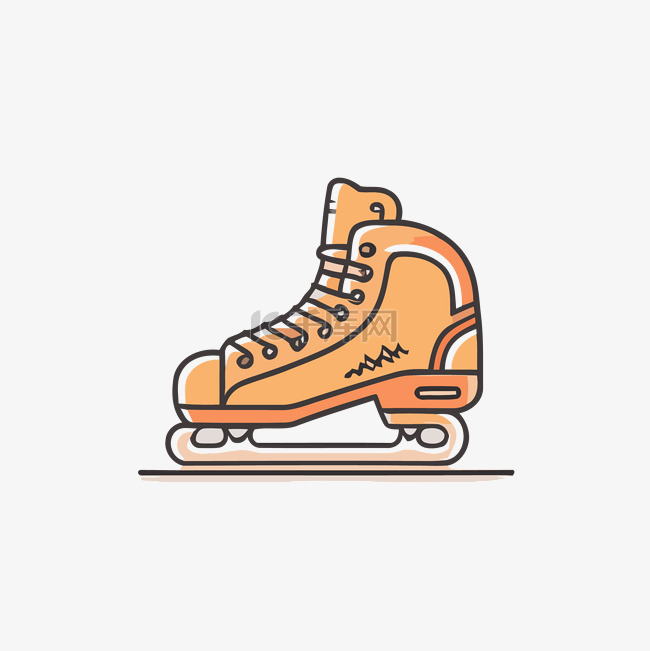 橙色溜冰鞋的线条画图标 向量