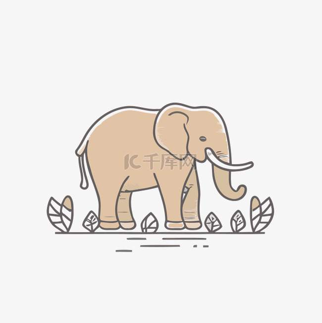 可爱的大象站在草地上 向量