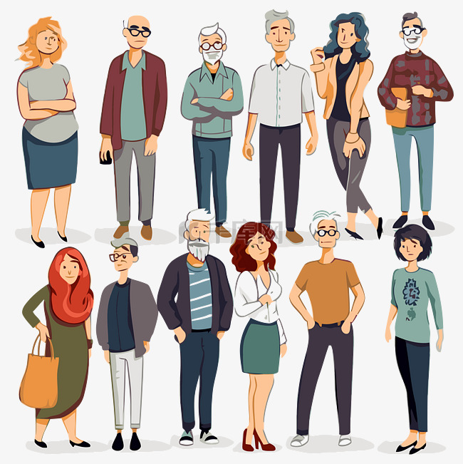 成人剪贴画卡通人物老年妇女和男