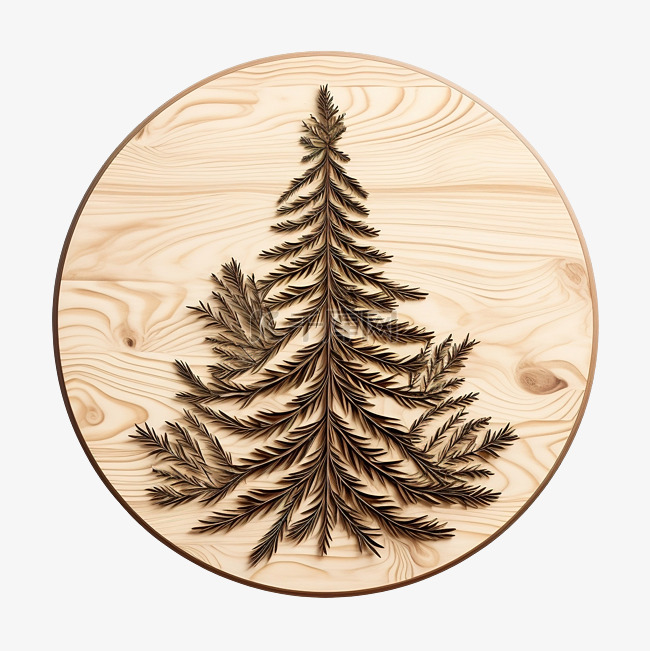 圣诞枞树和天然木材上的圆木切割