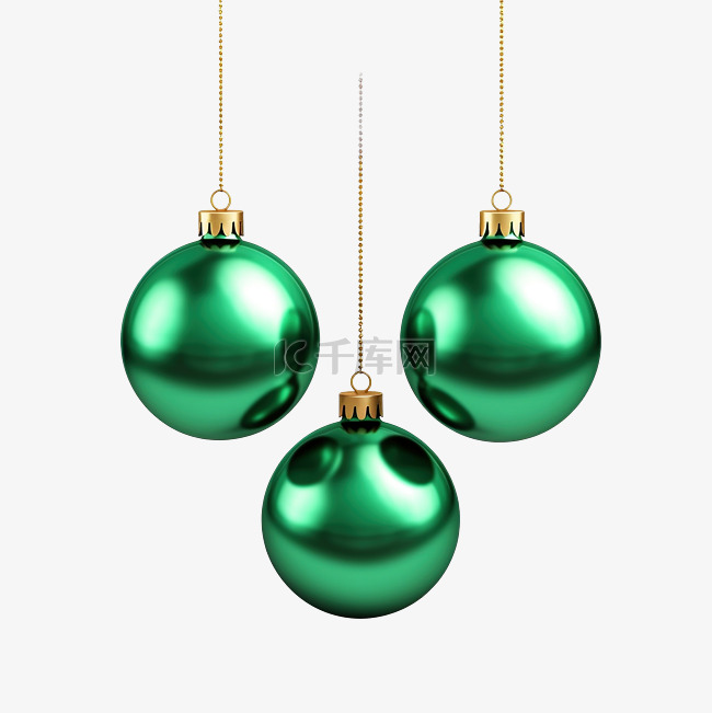 3d圣诞绿球树装饰png
