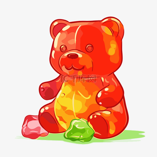 软糖熊剪贴画 红色软糖熊与多汁
