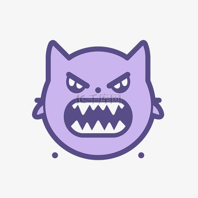 一只愤怒的猫，以细紫色线图标的