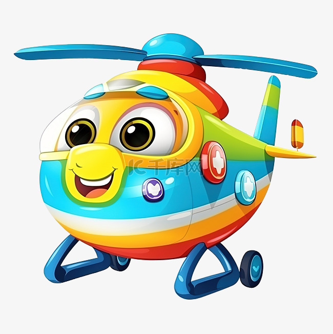 可爱的孩子们彩色卡通直升机