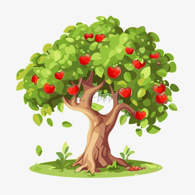 苹果树剪贴画 一棵苹果树，上面