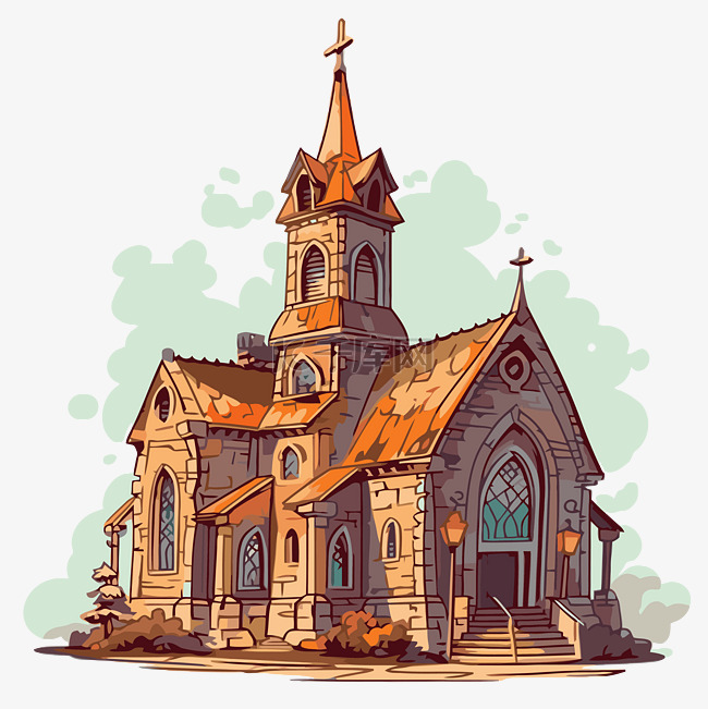 教堂剪贴画卡通风格教堂卡通绘图