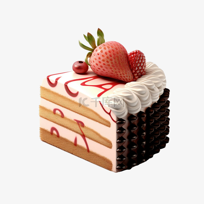 蛋糕片 3d 插图