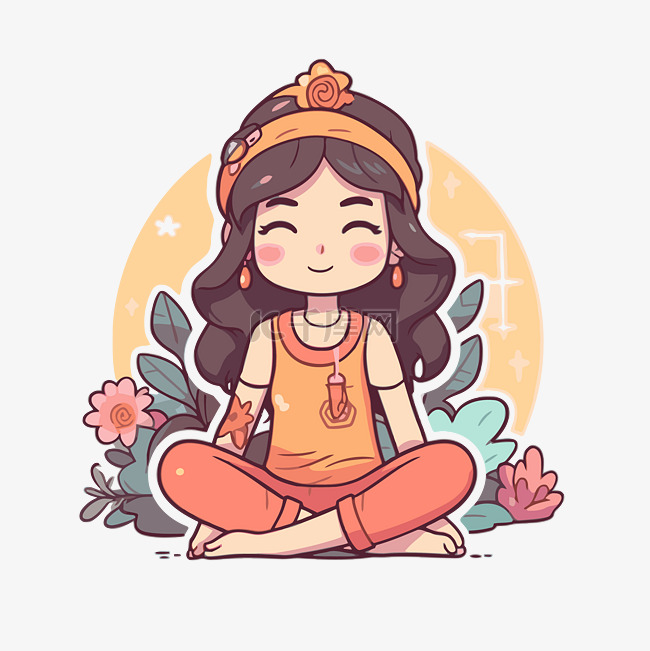 莲花姿势的瑜伽女孩坐在地球上的