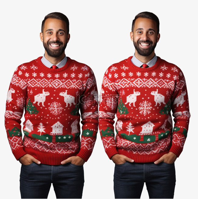 找出两张圣诞毛衣图片之间的三个