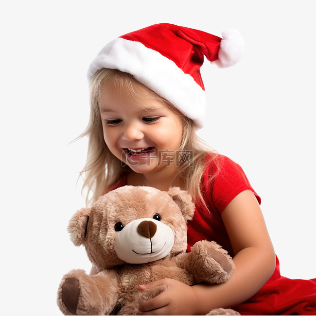 一个小女孩正在享受圣诞老人送给