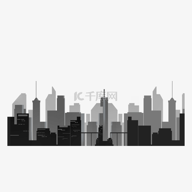 高楼城市天际线黑色剪影