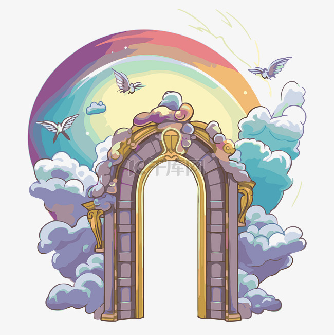 天堂之门剪贴画 网关与云彩和彩