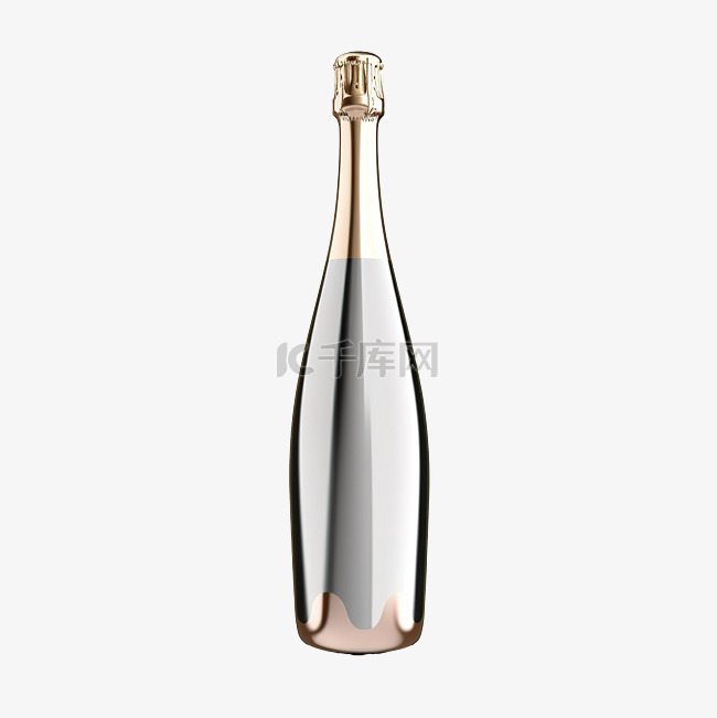 孤立的香槟瓶的 3d 呈现器