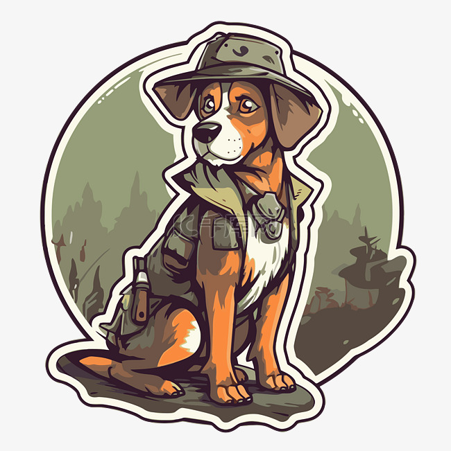 军装猎犬的肖像剪贴画 向量
