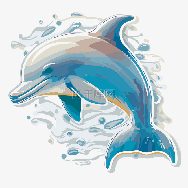 海豚形墙贴花与飞溅的水剪贴画 