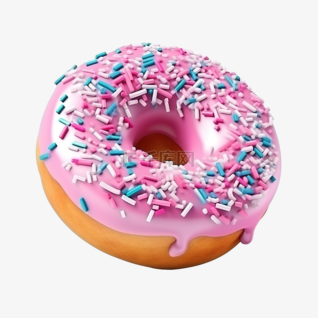 甜甜圈与糖霜和糖洒 3d 插图