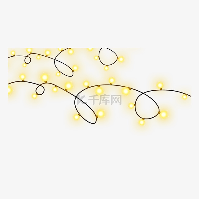 圣诞节灯光灯串边框黄色暖光