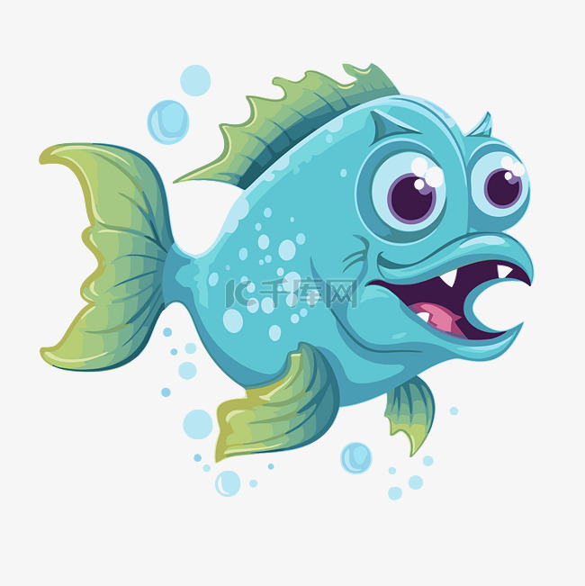 跳跃的鱼剪贴画卡通蓝色的鱼插画