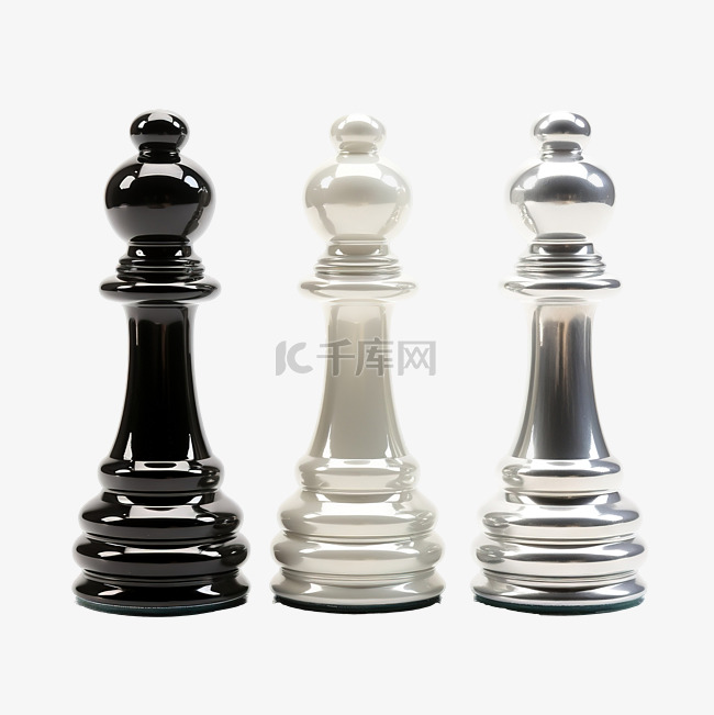 三个棋子剪贴画孤立的国际象棋棋