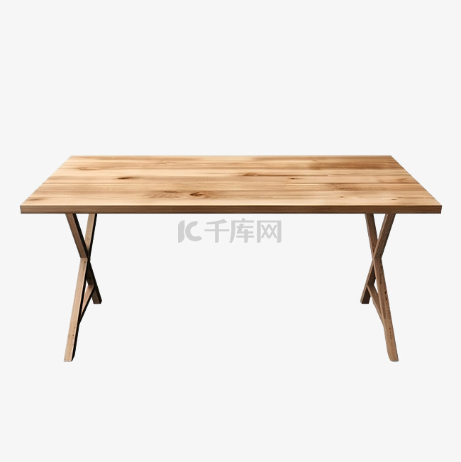 木桌木桌顶部前视图 3d 渲染隔离