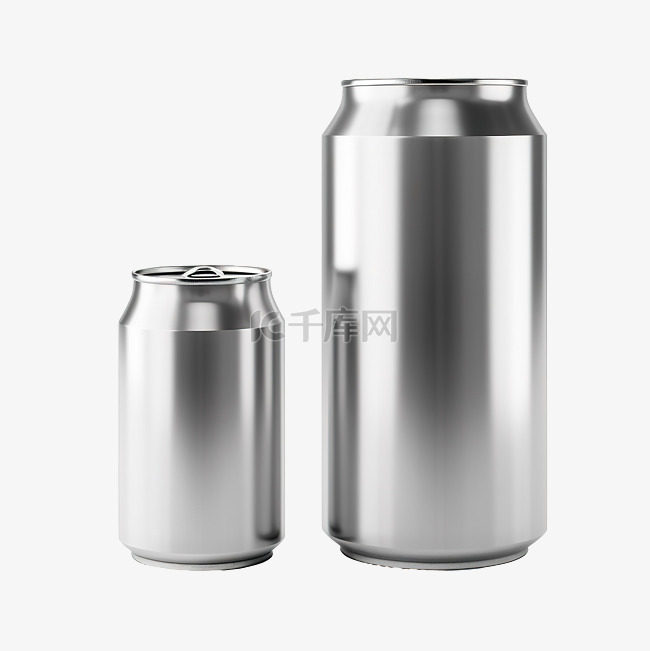 闪亮的啤酒桶大小和铝制细罐