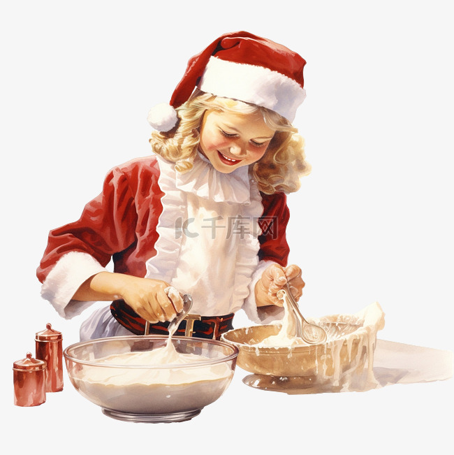 孙女在圣诞节为圣诞老人做甜点