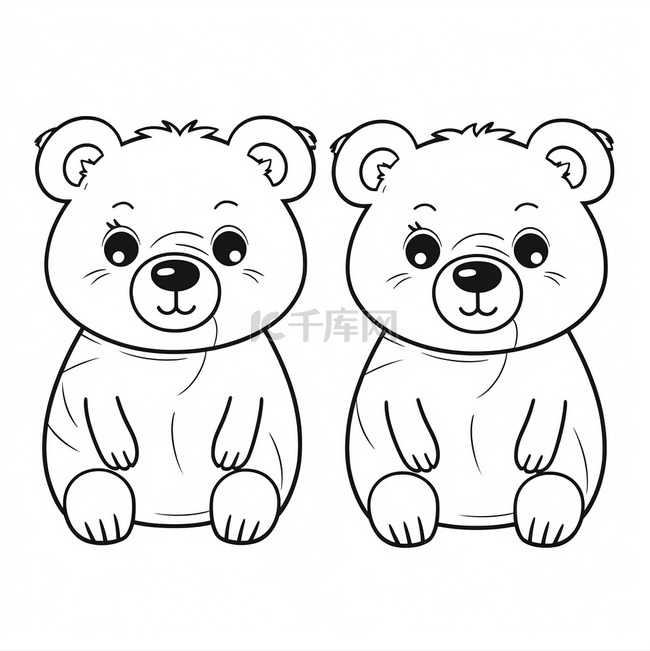 两只可爱的小熊为孩子们着色页