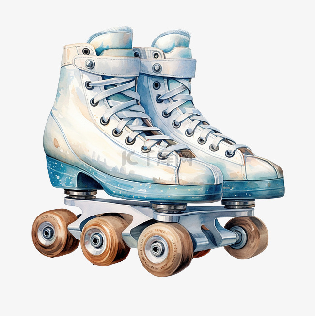 水彩溜冰鞋